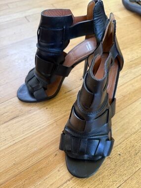 Givenchy Black Leather Strappy High Heel Sandals